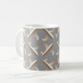 Gestreept fleur de lis patroon koffiemok (Voorkant links)