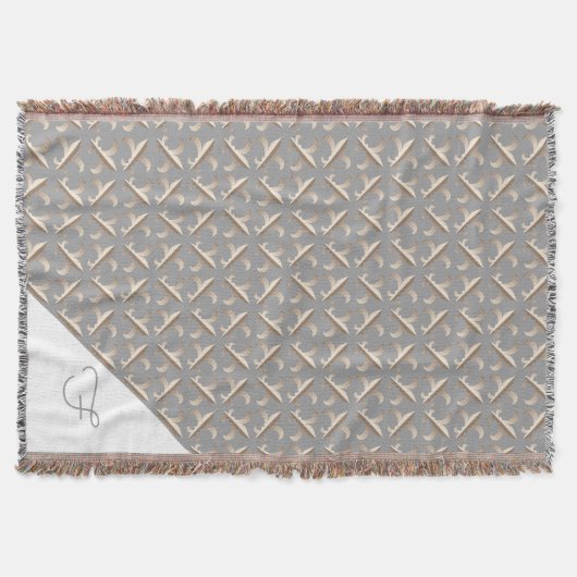 Gestreept Fleur de lis patroon Monogram Deken (Voorkant)