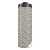 Gestreept Fleur de lis patroon Monogram Thermosbeker (Voorkant)