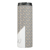 Gestreept Fleur de lis patroon Monogram Thermosbeker (Achterkant)