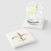 Gestreept Fleur de lis Stenen Onderzetter (Zijkant)