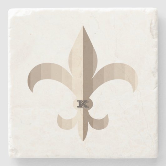 Gestreept Fleur de lis Stenen Onderzetter (Voorkant)