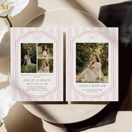 Gestreept foto-verjaardagsuitnodiging afstudeerfee kaart