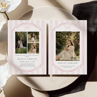 Gestreept foto-verjaardagsuitnodiging afstudeerfee kaart