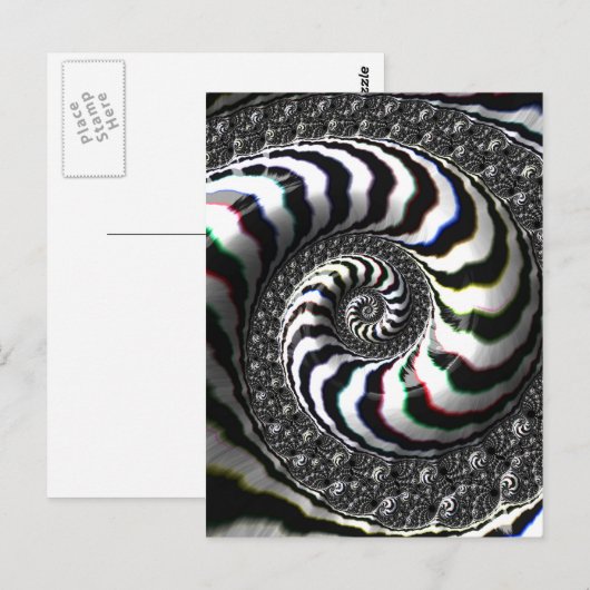 Gestreept Fractal van Strepen Spiraalvormig Briefkaart (Voorkant / Achterkant)