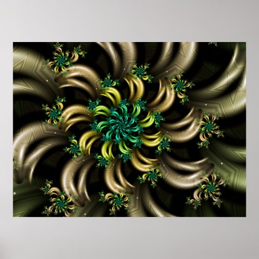 Gestreept Fractale Spiraal Poster (Voorkant)