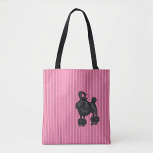 Gestreept Franse Poodle Boodschappentas Tote Bag