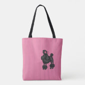 Gestreept Franse Poodle Boodschappentas Tote Bag (Achterkant)