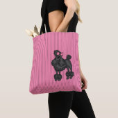 Gestreept Franse Poodle Boodschappentas Tote Bag (Dichtbij)