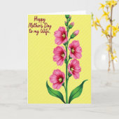 Gestreept Fuchsia Bloemkaart Kaart (Gele Bloem)