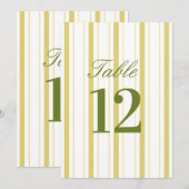 Gestreept Geel & Groen Tafelnummer voor de Bruilof (Voorkant / Achterkant)