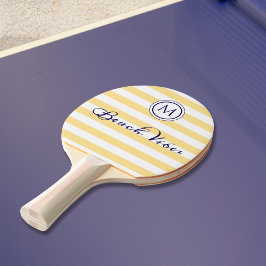 Gestreept geel wit strand vibes kust monogram tafeltennisbatje