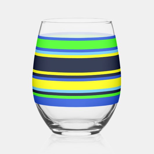 Gestreept glas – blauw, Limoen en geel (Voorkant)