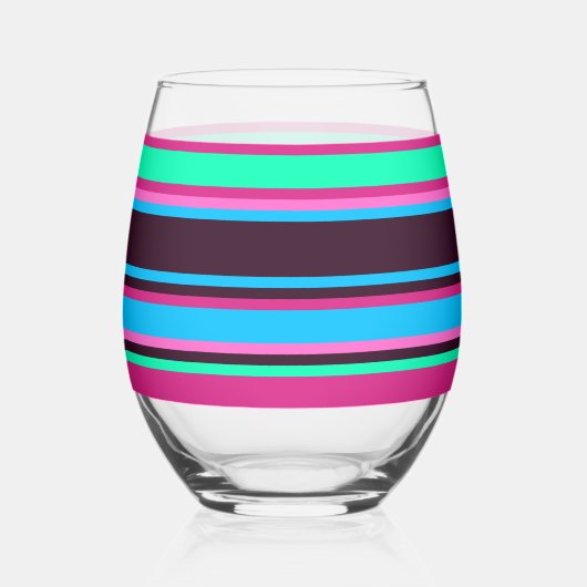 Gestreept glas – Magenta, Aqua en Blauw (Voorkant)