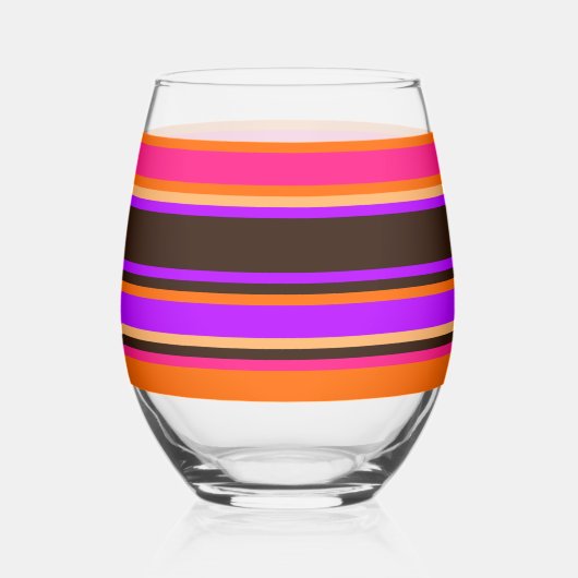 Gestreept glas – Sinaasappel, magenta en Paarse (Voorkant)