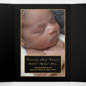 Gestreept gouden anker, 5 foto collage Baby geboor Drieluik Aankondiging (Binnenkant midden)