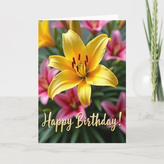 Gestreept Gouden Bloem Kaart (Voorkant)