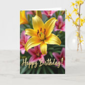 Gestreept Gouden Bloem Kaart (Gele Bloem)