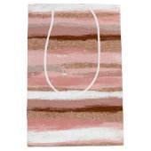 Gestreept Gouden Glitter Roze Gift Bag Medium Cadeauzakje (Voorkant)