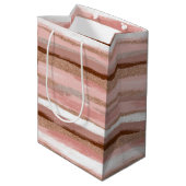Gestreept Gouden Glitter Roze Gift Bag Medium Cadeauzakje (Achterkant Gekanteld)
