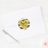 Gestreept, Gouden Hart Dank u Ronde Sticker (Envelop)
