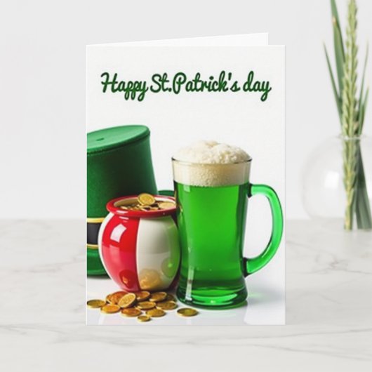 Gestreept Gouden Pot St. Patrick Kaart (Voorkant)