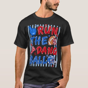 Gestreept Grappig Voetbal Seizoen Wedstrijd Dag Re T-shirt