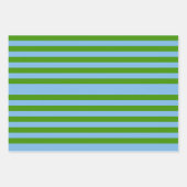 Gestreept Grass Green en Denim Blue Wrapping Paper (Voorkant)