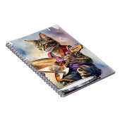 Gestreept Grijs Tabby Cat Rock Star Gitaar spelen Notitieboek (Rechterzijde)