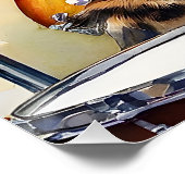 Gestreept Grijs Tabby Cat Rock Star Gitaar spelen Perfect Poster (Hoek)