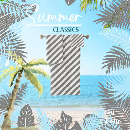 Gestreept Grijs Wit Bad Handdoek