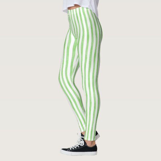 Gestreept Groen en Wit Leggings (Links)
