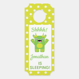 Gestreept groen monster shhh! Baby slaapt Deurhanger
