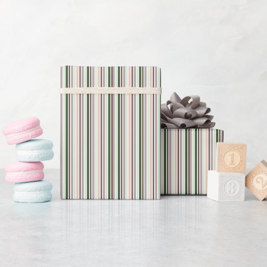 Gestreept groen perzik taupe bruin cadeaupapier (Baby Shower)