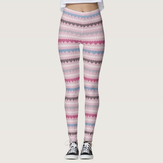 Gestreept Hart en Cirkel Patroon Leggings (Voorkant)