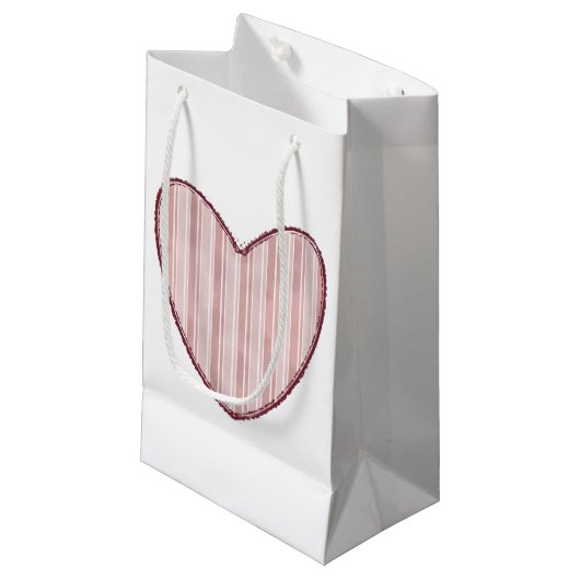 Gestreept Hart Klein Cadeauzakje (Voorkant Gekanteld)