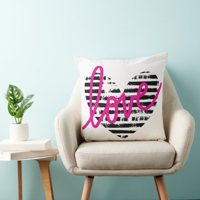 Gestreept Hart Liefde Design Kussen (Stoel)