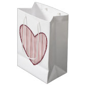 Gestreept Hart Medium Cadeauzakje (Voorkant Gekanteld)
