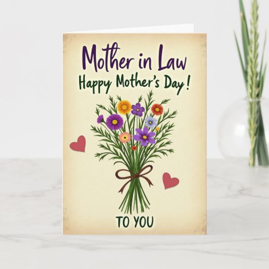 Gestreept Hartelijk Bloemen Kaart (Voorkant)
