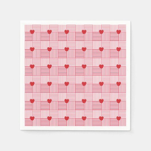 Gestreept Hartjes Patchwork Patroon Servet (Voorkant)