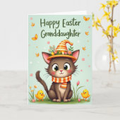 Gestreept Hoed Kattenvriendenkaart Kaart (Gele Bloem)