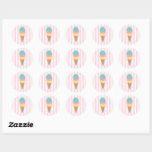 Gestreept Ijsje Ronde Sticker (Vel)
