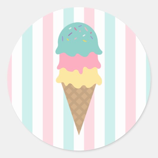 Gestreept Ijsje Ronde Sticker (2) (Voorkant)