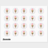 Gestreept Ijsje Ronde Sticker (6) (Vel)