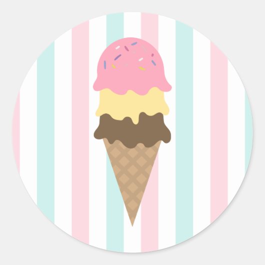 Gestreept Ijsje Ronde Sticker (6) (Voorkant)