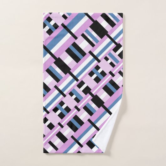 Gestreept in Slate Blue, Orchid, Black & White Bad Handdoek (Handdoek)
