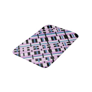 Gestreept in Slate Blue, Orchid, Black & White Badmat