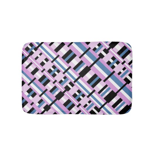 Gestreept in Slate Blue, Orchid, Black & White Badmat (Voorkant)