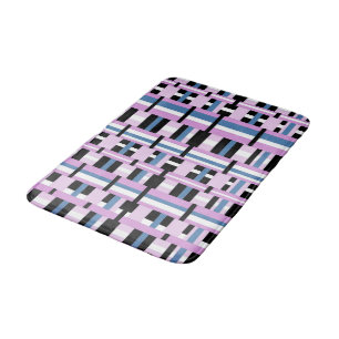 Gestreept in Slate Blue, Orchid, Black & White Badmat