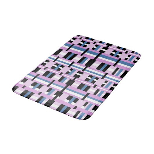 Gestreept in Slate Blue, Orchid, Black & White Badmat (Gekanteld)